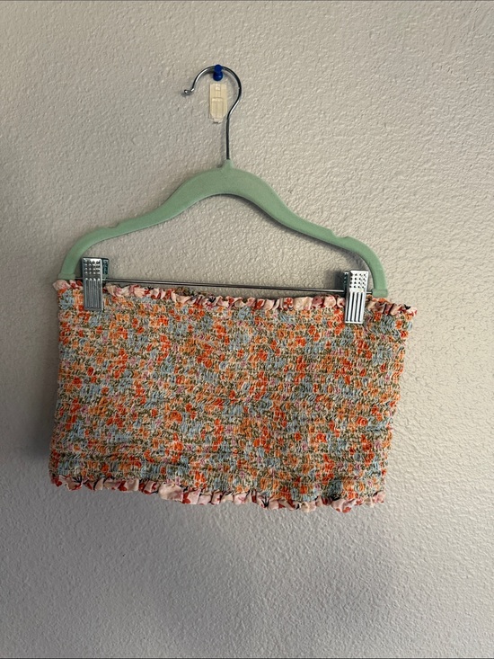American Eagle Outfitters Tops - American Eagle Outfitters Orange Floral Smocked Tube Top
